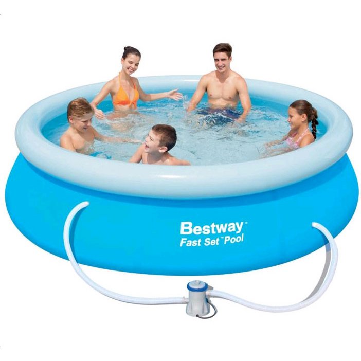 Bestway FastSet Opblaaszwembad 305x76cm – Inclusief 12V Pomp | Snel Klaar voor de Zomer by Bestway