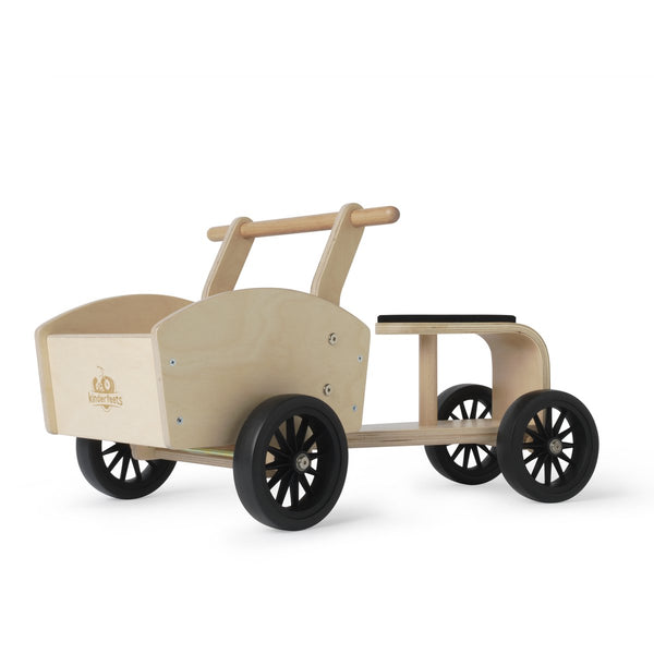 Kinderfeets houten loopfiets en bakfiets voor peuters