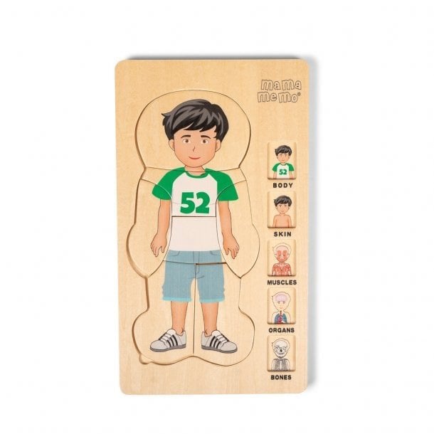 MAMAMEMO Mijn Lichaam Puzzel Jongen – Educatief Houten Speelgoed by Mamamemo