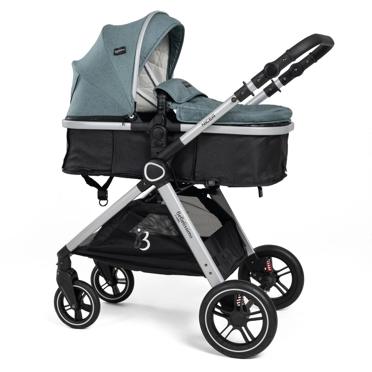 Bebelissimo Nicea 2-in-1 Transformeerbare Kinderwagen – Stijlvol, Comfortabel en Veelzijdig (Groen)