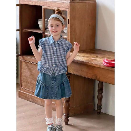 Ingrid Plaid Ruffle Sleeve Top