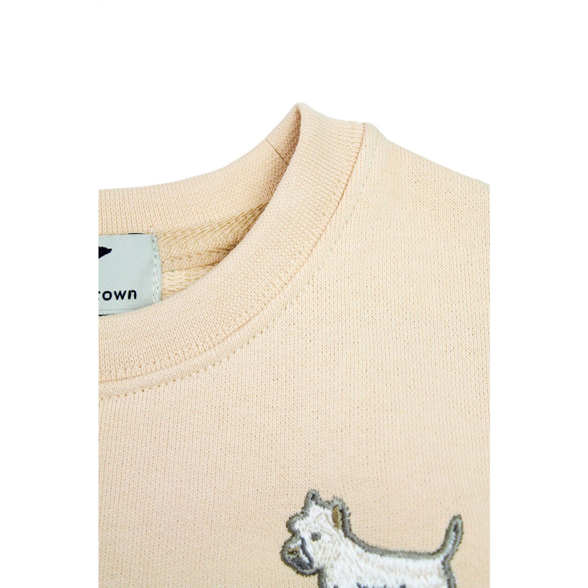 Kinder Trainingspak Beige | Geborduurde Witte Terriër | Maat 98–110