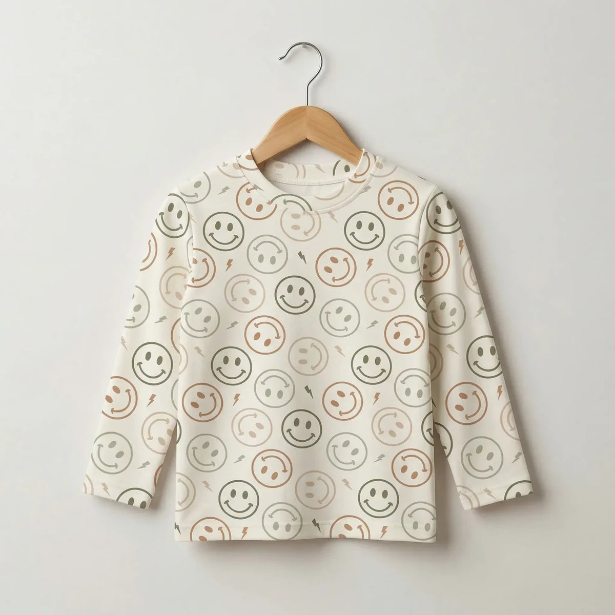 Kindershirt Smiley | Longsleeve Beige | Maat 86–128