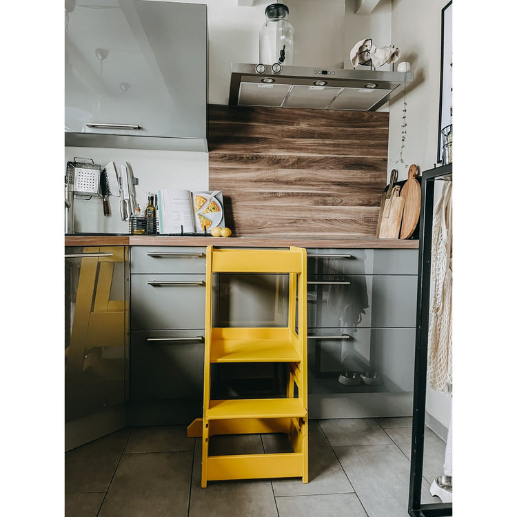 tiSsi® Leertoren FELIX Beuk Zonnebloem Geel – In Hoogte Verstelbaar by tiSsi ® Familie beginnt mit uns™