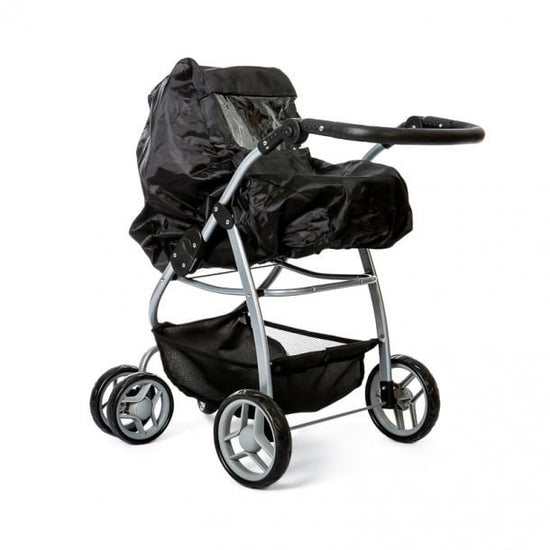 Regenhoes voor poppenwagen zwart