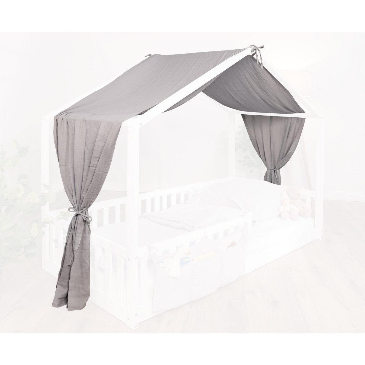 tiSsi® Mousseline Luifel voor Huisbed 90x200 cm – Grijs by tiSsi ® Familie beginnt mit uns™