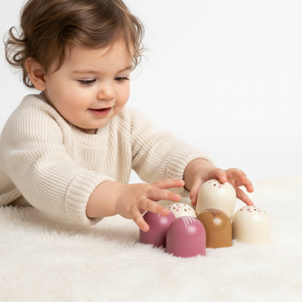 MAMAMEMO® Houten Chocolade Zoenen 5st. – Speelgoed Snoep voor Peuters | Vanaf 2 jaar by Mamamemo