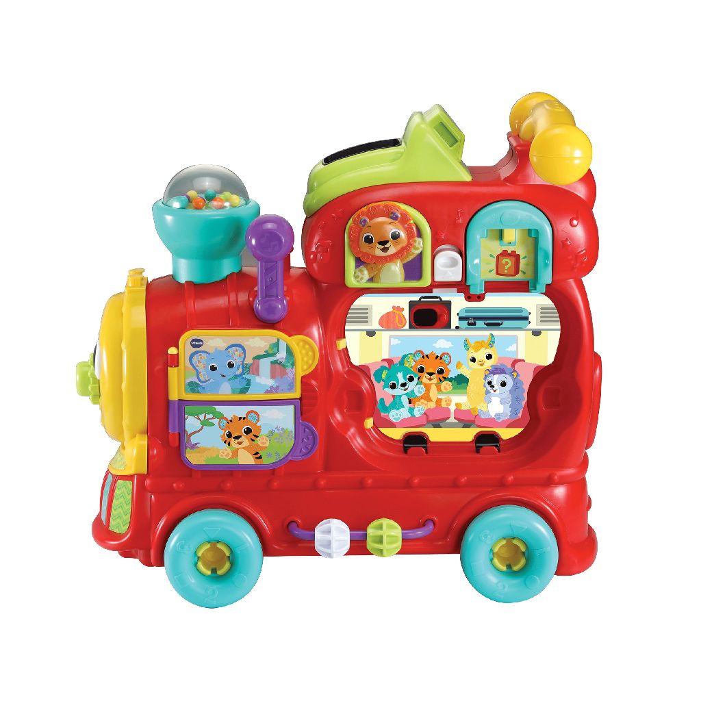 Kind spelend met VTech letterlocomotief