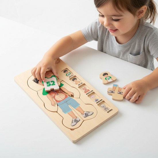 Lichaampuzzel Jongen | MAMAMEMO® 5-Lagen Educatieve Puzzel by Mamamemo