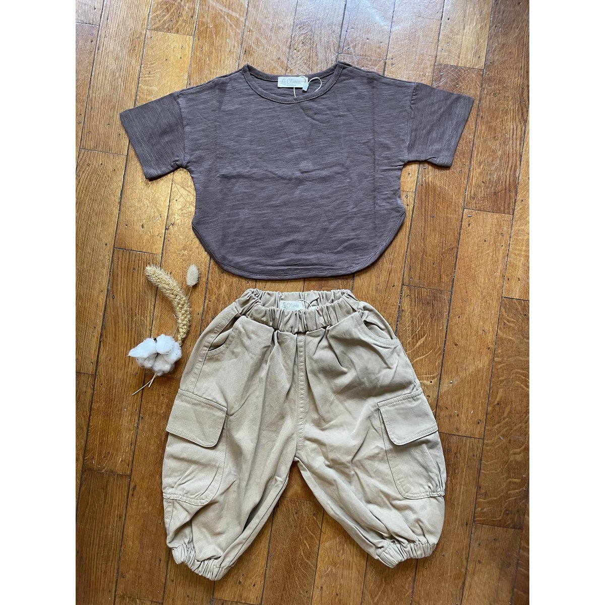 La Olivia Kids Luke Broek Jongens — Dikke Katoenen Joggingbroek, Khaki & Donkerbruin (18M–6Y)