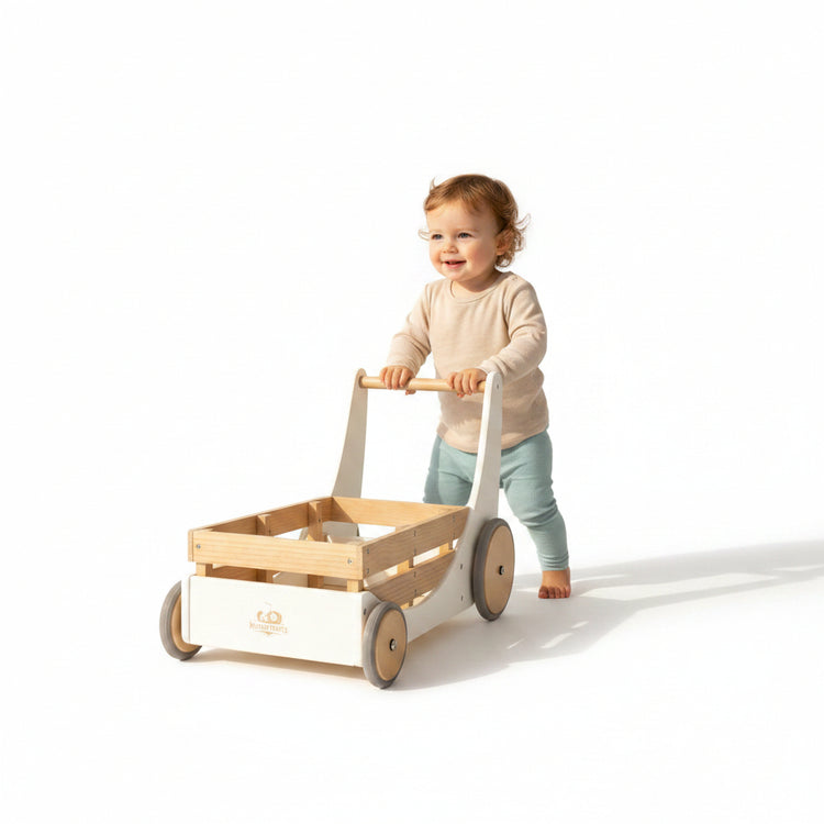 Kinderfeets 2-in-1 Houten Opbergkar & Loopwagen – Wit by Kinderfeets