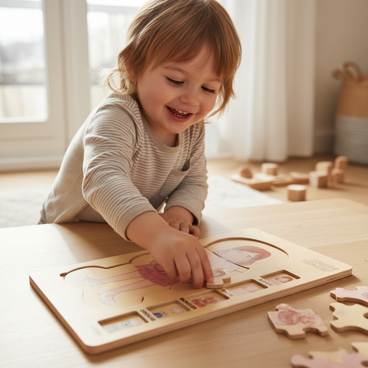 Lichaampuzzel Meisje | MAMAMEMO® 5-Lagen Educatieve Puzzel by Mamamemo