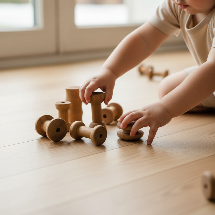 Mini Spoelen Set Suar Hout 10-delig | Papoose by Papoose