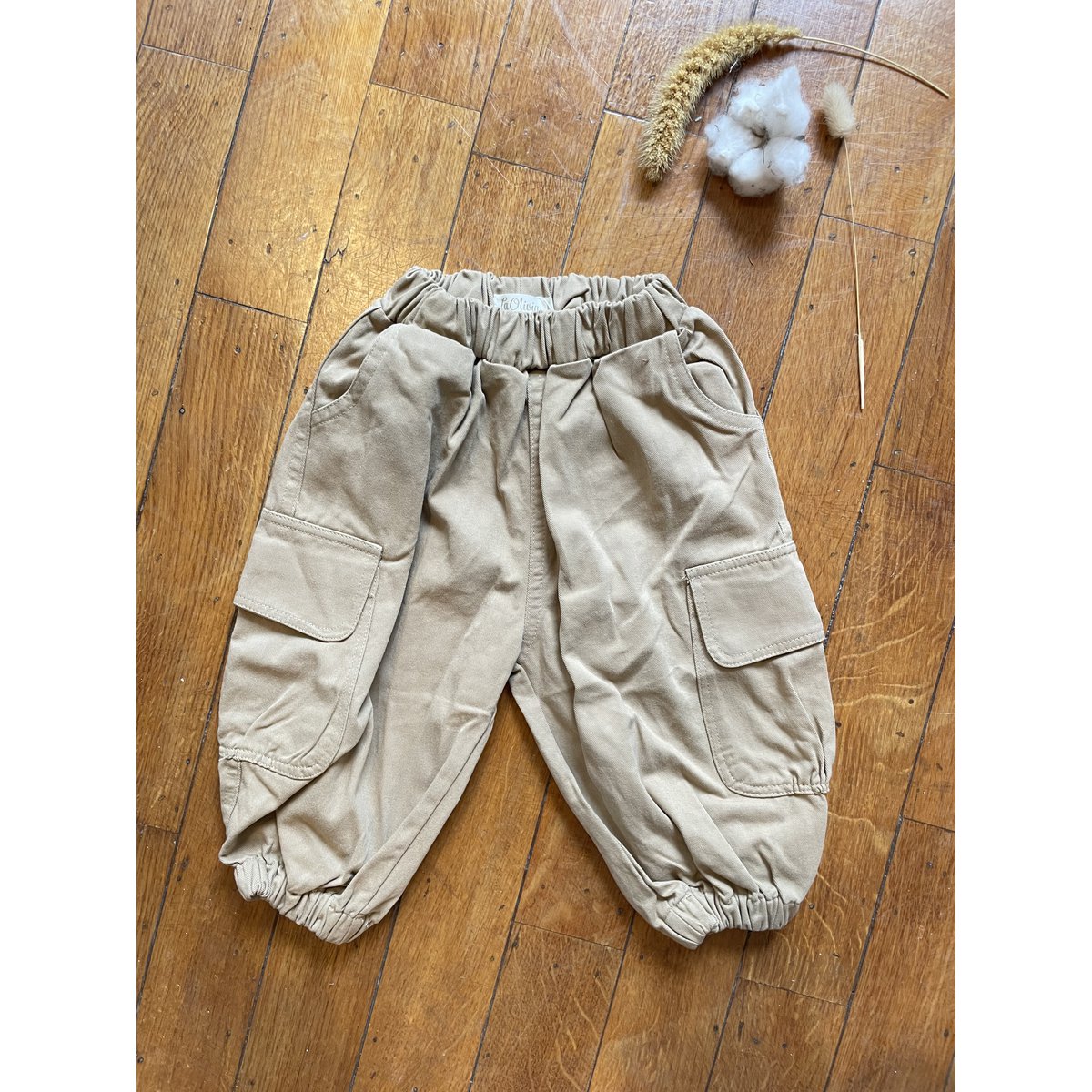 La Olivia Kids Luke Broek Jongens — Dikke Katoenen Joggingbroek, Khaki & Donkerbruin (18M–6Y)