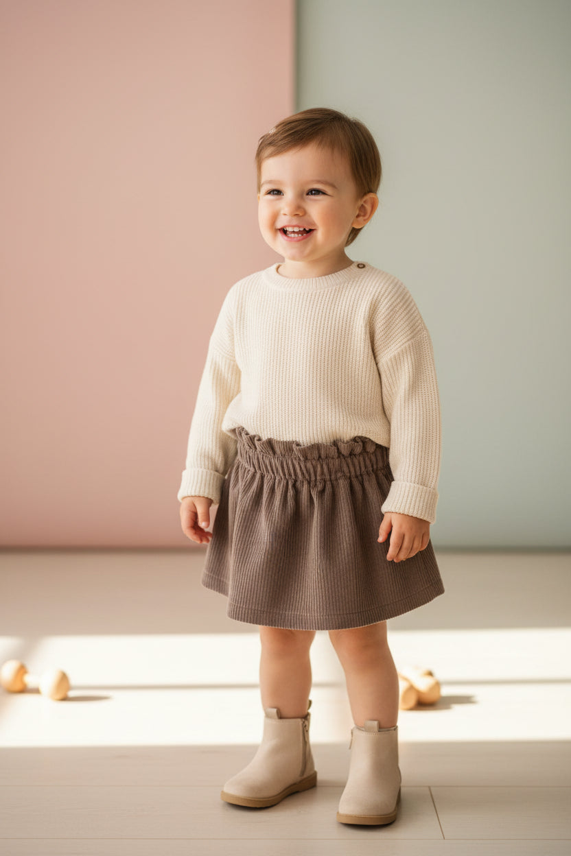 Corduroy Mini rokje Donkerbruin - Perfect voor Elke Gelegenheid en Trendy Look by Feathers®