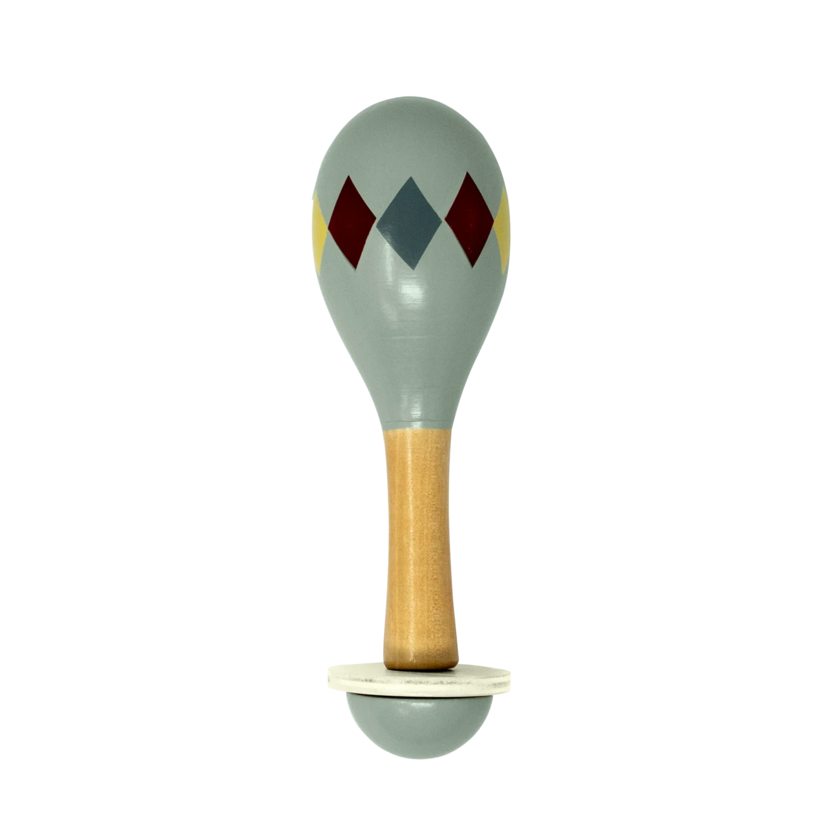 MAMAMEMO® Maracas Grijs Harlekin – Houten Babyspeelgoed vanaf 5 Maanden by Mamamemo