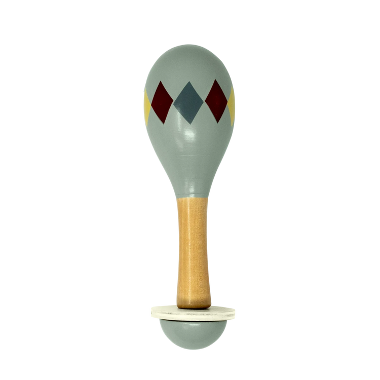 MAMAMEMO® Maracas Grijs Harlekin – Houten Babyspeelgoed vanaf 5 Maanden by Mamamemo