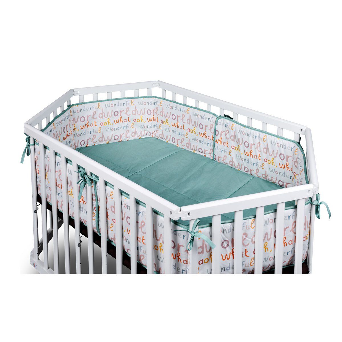 tiSsi® Boxkleed 6-Hoekige Box – Mint Wonderful World | 93x133 cm by tiSsi ® Familie beginnt mit uns™