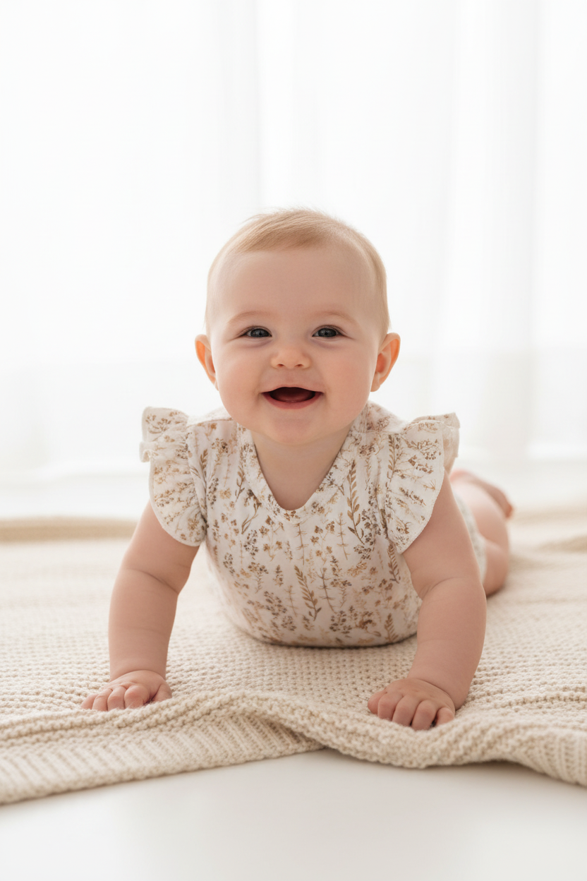 Rompertje korte mouw ruffle dried flowers - Esjalynn kids