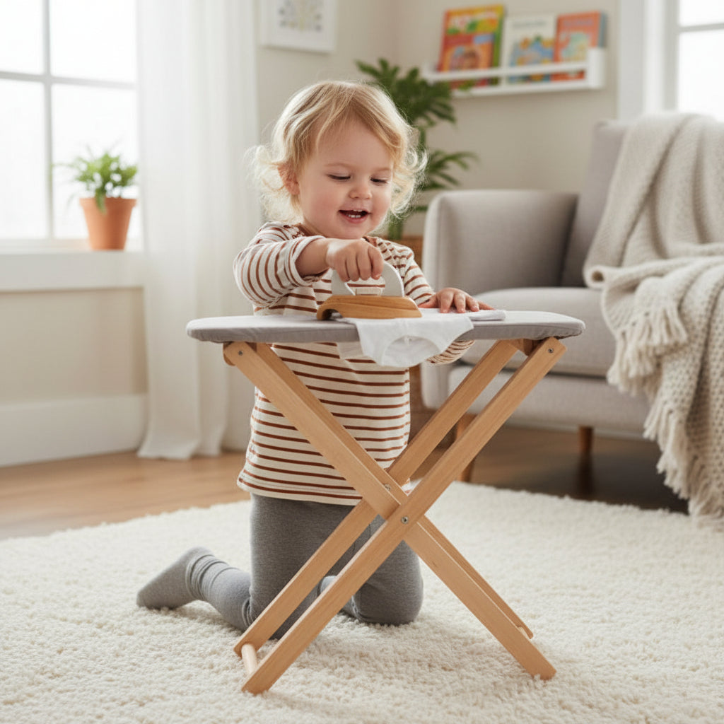 MAMAMEMO® Houten Strijkplank met Strijkijzer – Huishoudelijk Speelgoed | Vanaf 3 jaar by Mamamemo