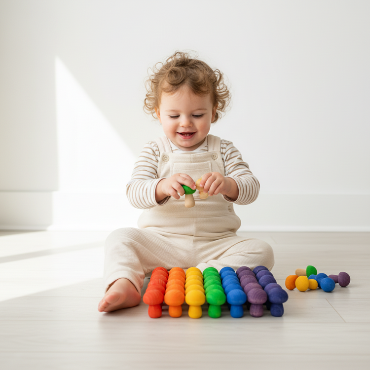 Mini Regenboog Paddenstoelen 49-delig | Papoose by Papoose