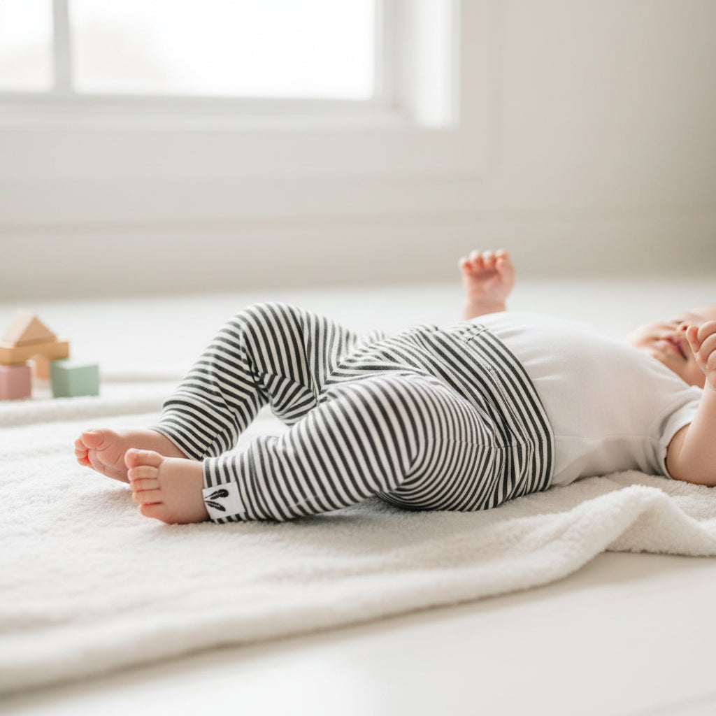 Newborn broekje small stripes dark forest