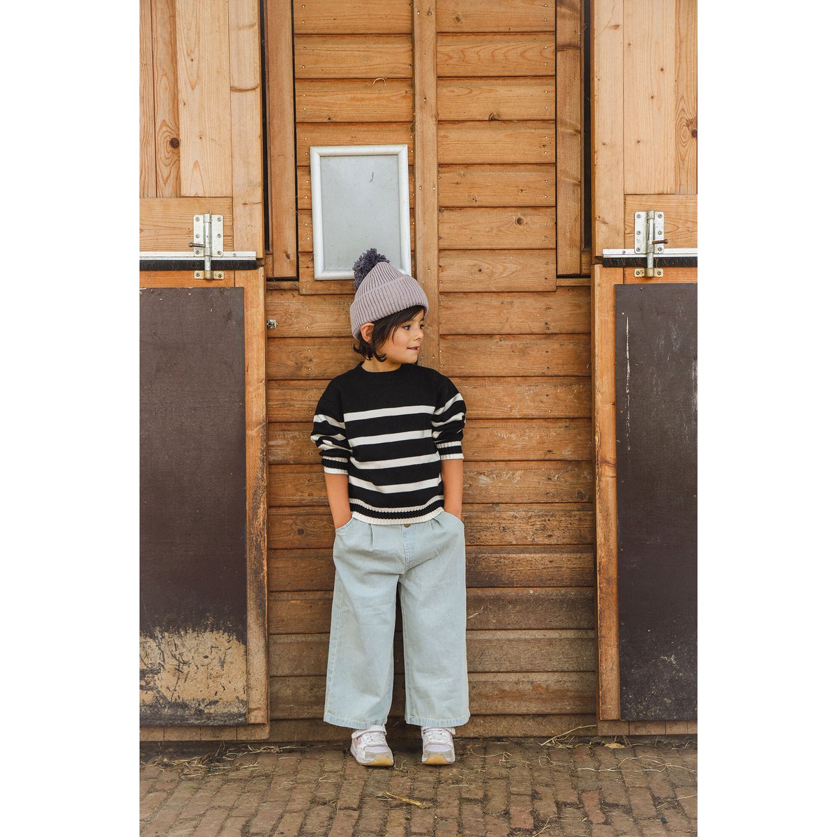 La Olivia Kids Riley Gestreepte Trui Unisex — 100% Katoen, Marineblauw & Wit (18M–6Y)