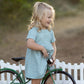 OrganicEra Organische mousseline jurk met korte mouwen en glitter, aqua