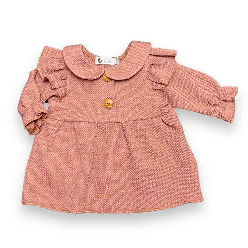 3-delig Setje Ruffle Cable Clay Pink – Blouse, Broek & Haarbandje | GOTS | Feathers®
