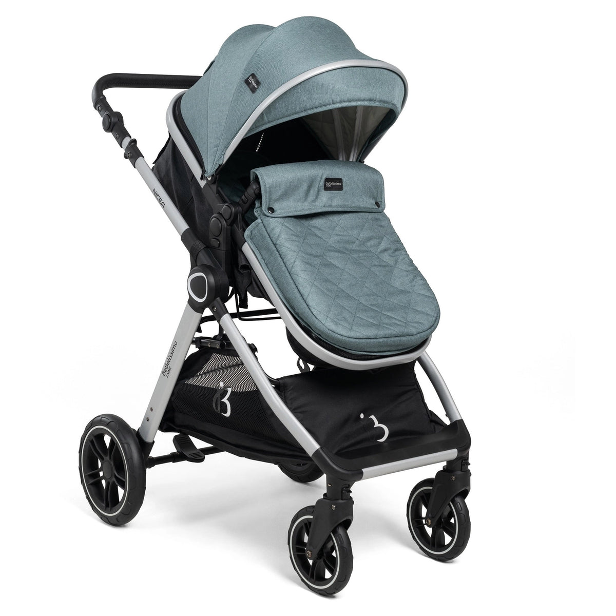 Bebelissimo Nicea 2-in-1 Transformeerbare Kinderwagen – Stijlvol, Comfortabel en Veelzijdig (Groen)