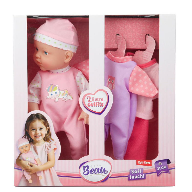 Toi-Toys BEAU Babypop Dress Up 31 cm met 2 Kledingsets – Roze by Dagros wholesales