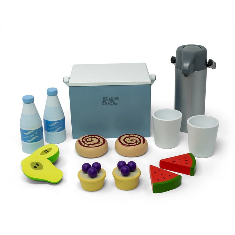 Mamamemo Koeltas met Picknickset – 14-delig Houten Speelgoed by Mamamemo