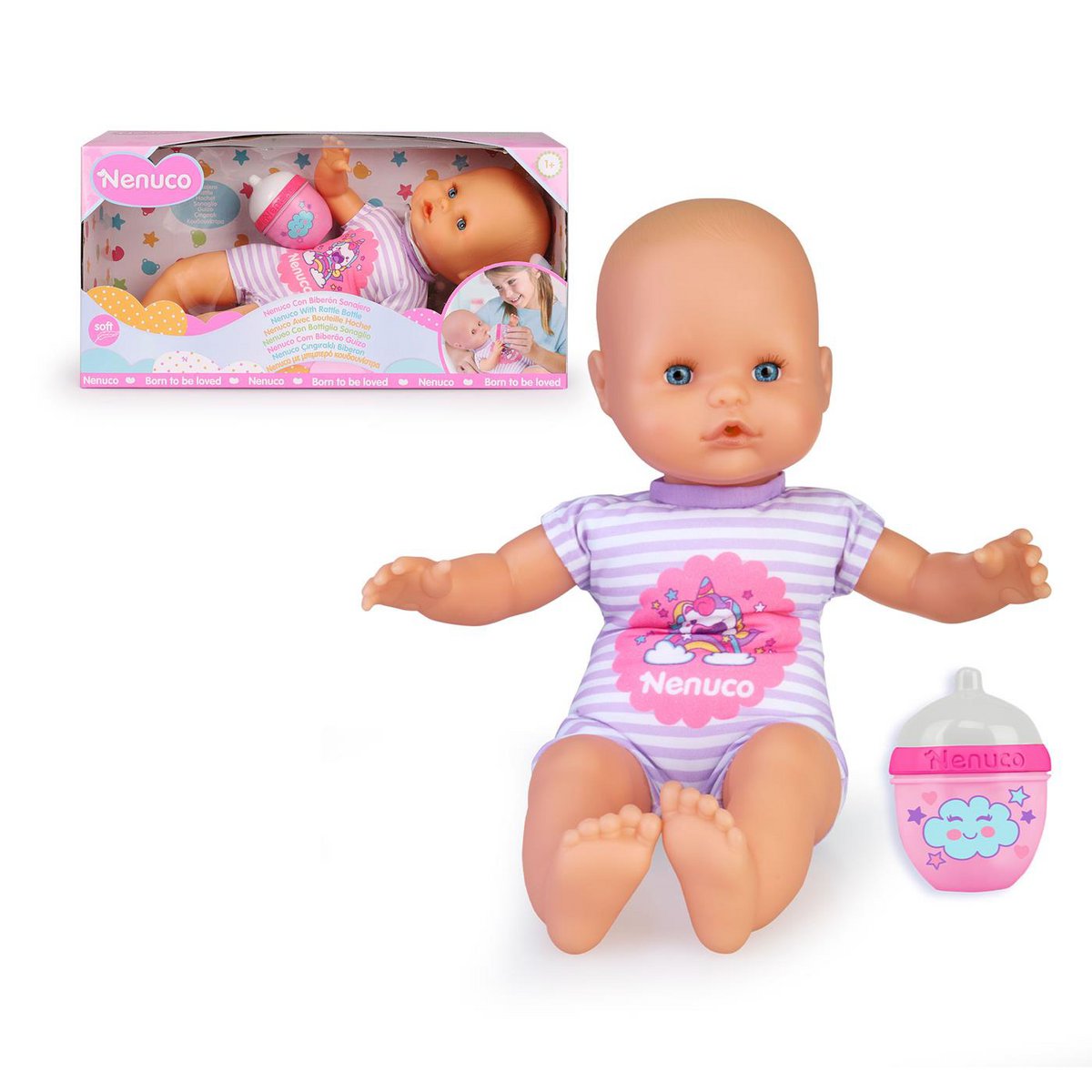 Nenuco Babypop 32 cm met Rammelaar Fles by Dagros wholesales