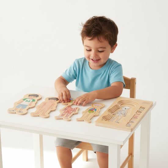 MAMAMEMO Mijn Lichaam Puzzel Jongen – Educatief Houten Speelgoed by Mamamemo