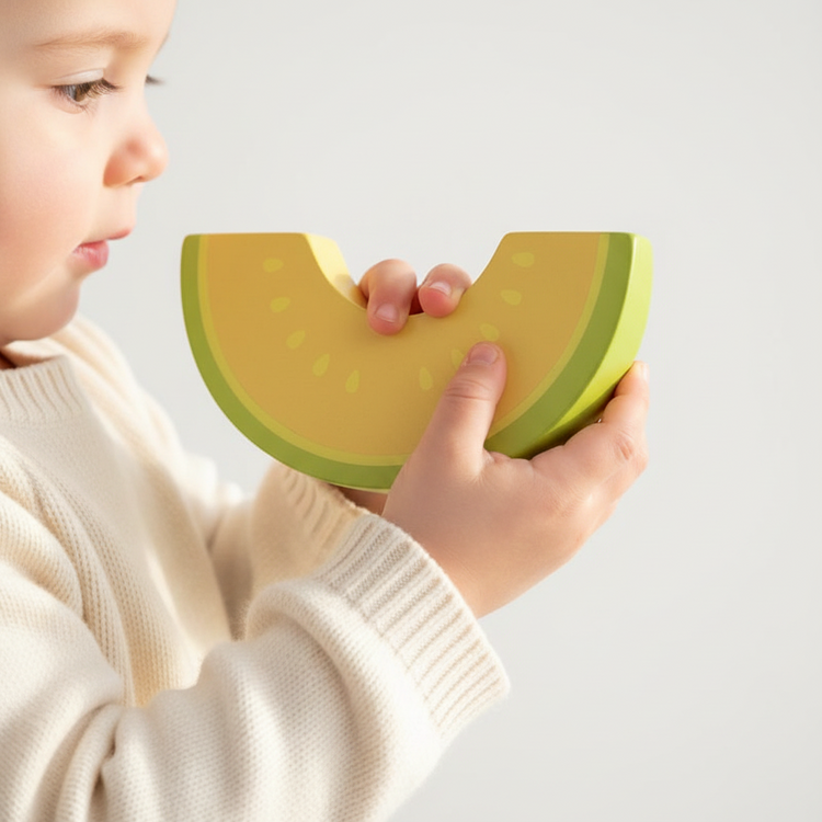 MAMAMEMO Cantaloupe Meloen van FSC Hout – Speelgoed Fruit by Mamamemo