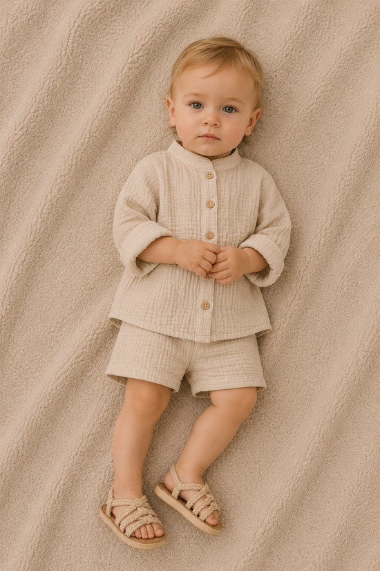 Annie & Charles® Mousseline Overhemd – Biologisch Katoen | Maat 12-18M t/m 7-8J by Annie&Charles