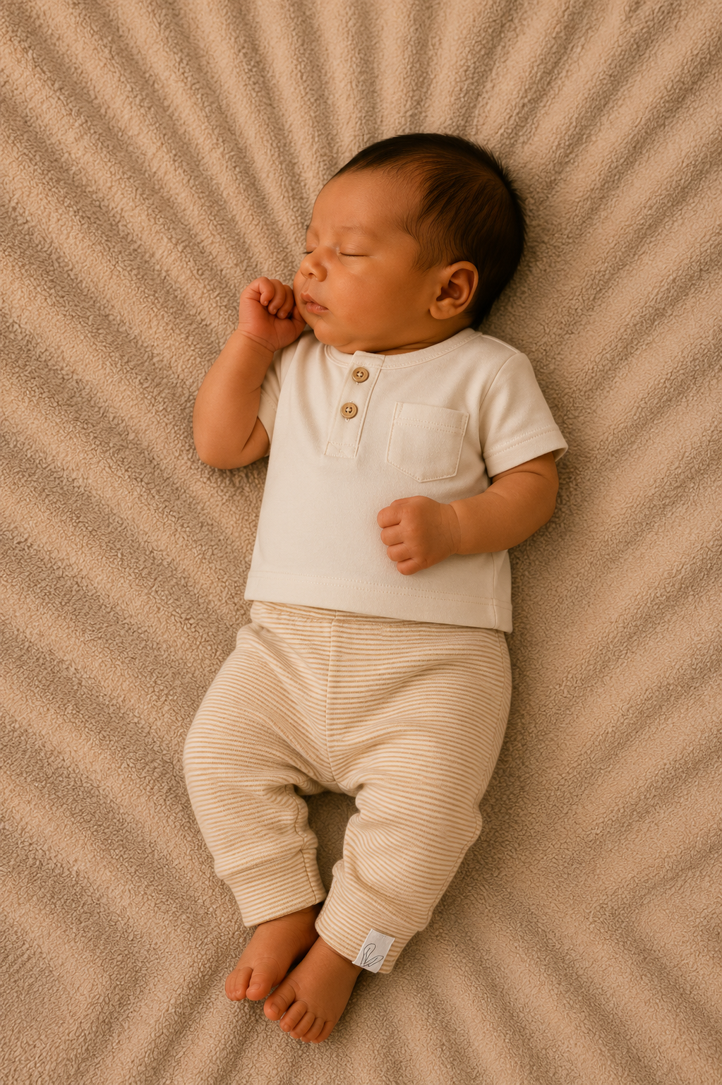 Newborn Broekje Rib | Sand | Maat 44–68 by Feathers®
