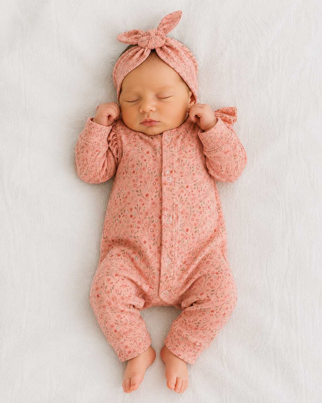 Boxpakje Ruffle Rusty Flower 2-delig – Met Haarbandje of Mutsje | GOTS | Feathers®