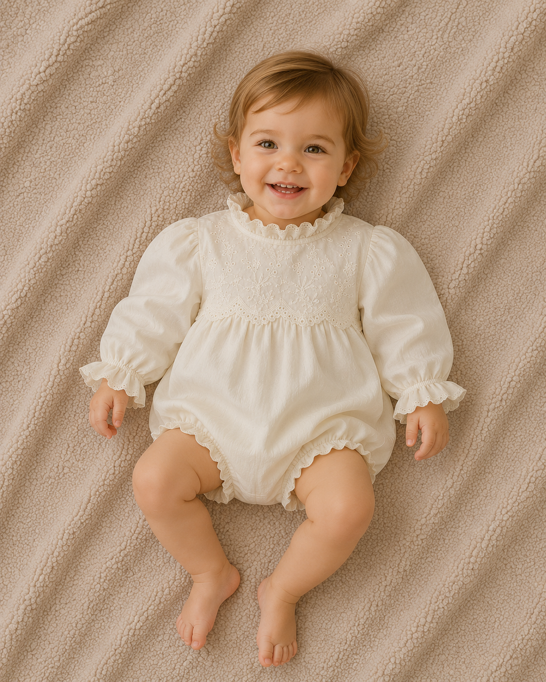Annie & Charles® LINA Bloomer – Biologisch Katoen met Puntkraag | Baby 3M–24M by Annie&Charles