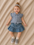 Ingrid Plaid Ruffle Top Meisjes – Blauw Ruit met Ruches | Maat 86-92 by La Olivia Kids
