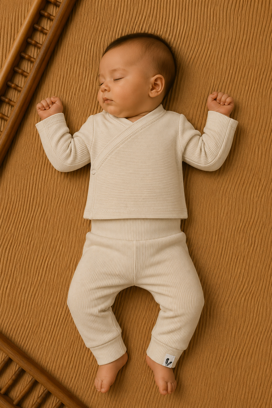 Newborn Broekje Rib Jersey Natural Beige | Feathers® | Handgemaakt GOTS by Feathers®