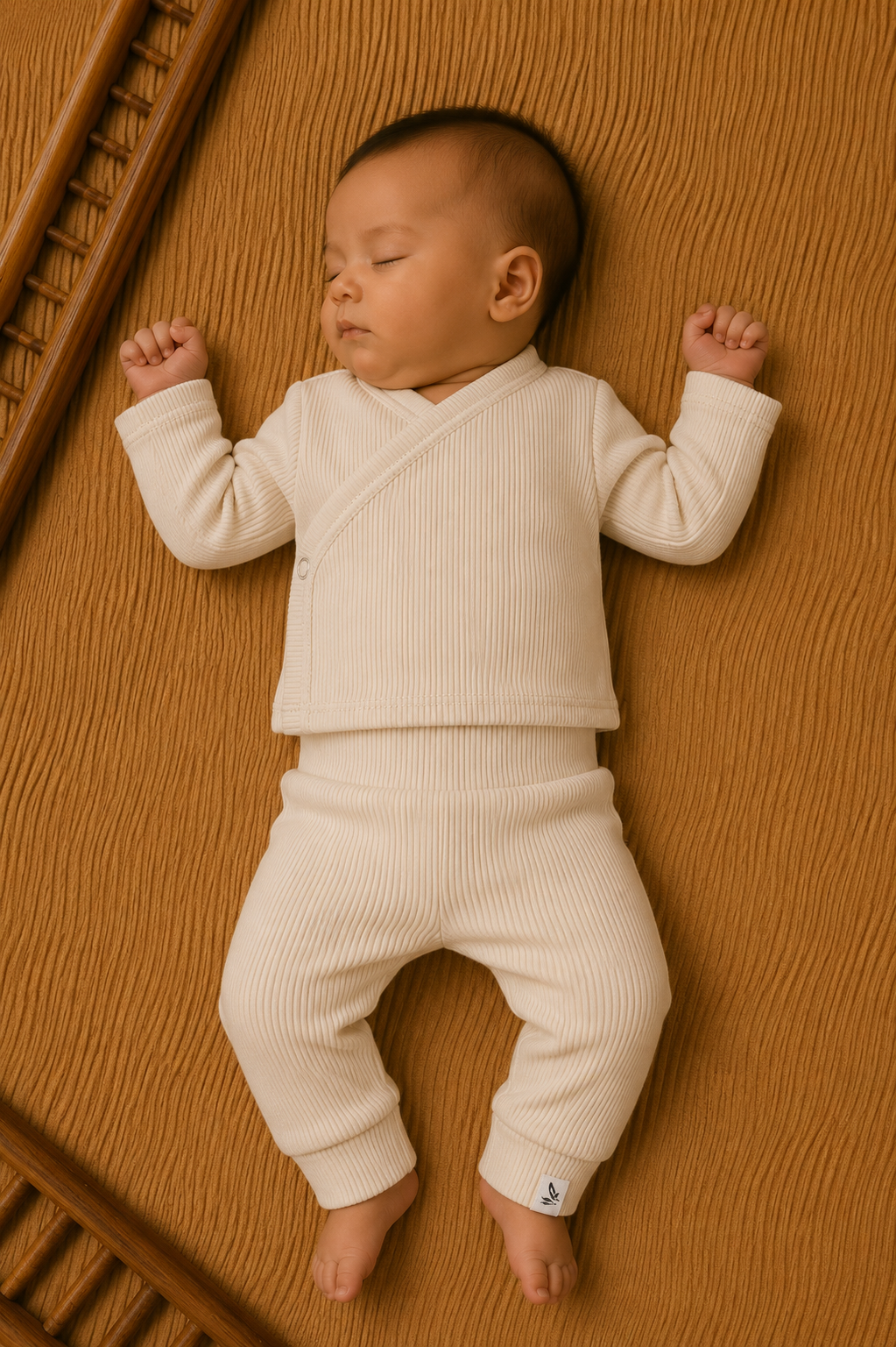 Newborn Jogger Wide Rib Jersey Natural Beige | Feathers® | Handgemaakt GOTS by Feathers®