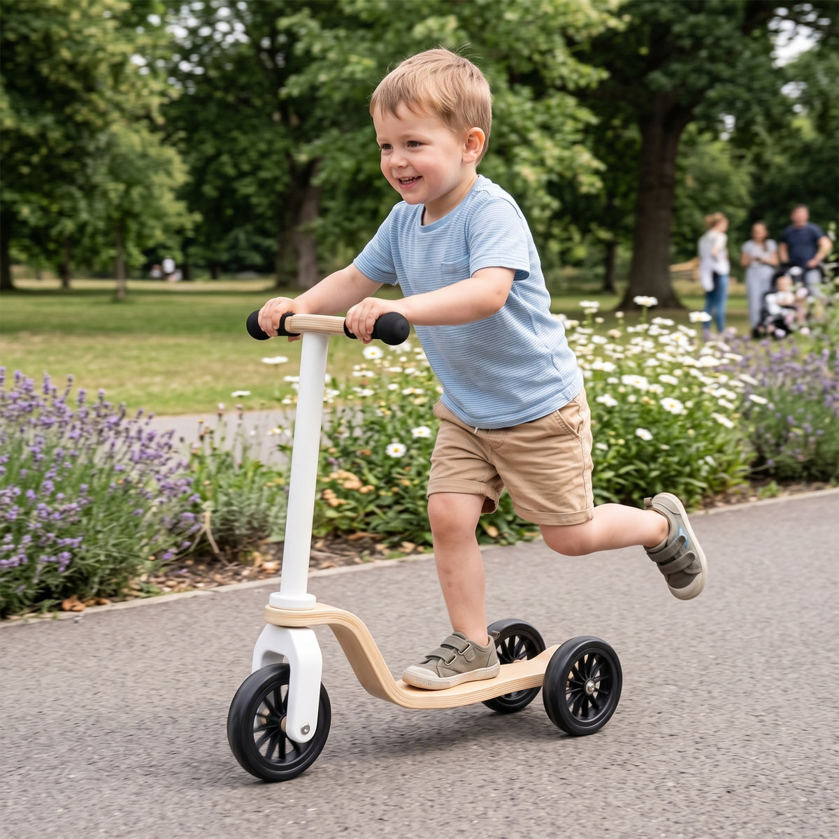 Kinderfeets Kinderscooter | Houten Step | Naturel/Wit | Vanaf 2 jaar