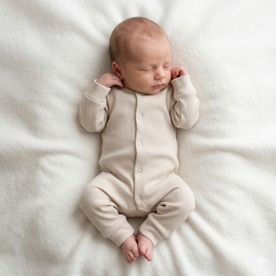 Boxpakje rib jersey naturel beige voor een stijlvolle look