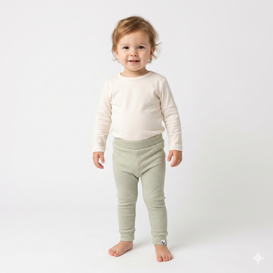 Broekje rib jersey groen in dusty green