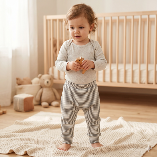 Baggy kleine streepjes donker bos - stijlvolle en comfortabele broek