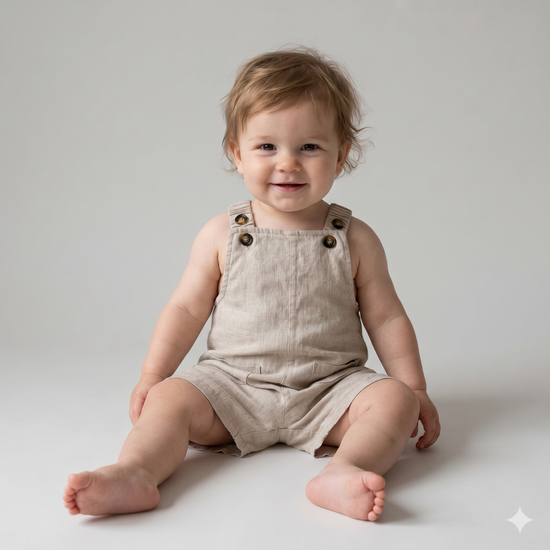 Naya Unisex Linnen Overallshort – Tijdloze Minimalistische Look