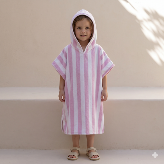 Casilin Badponcho – Candy Pink & amp; White Stripe