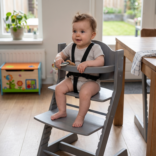 tiSsi® Houten Meegroei Kinderstoel (Inclusief Veiligheidsbeugel) – Grijs