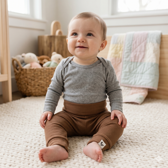 Newborn broekje waffle brown - Trendy babykleding waffle brown voor jouw kleintje